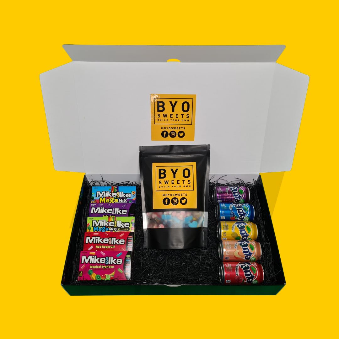 BYO VIP BOX 1 - Build Your Own Custom American Candy + Drinks +  Pick N Mix Sweets - The Perfect Gift Hamper for Any Occasion